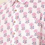 Handblock Print Shirt with Spread Collar