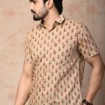 Traditional Hand Block Printed Cotton Shirt for Men