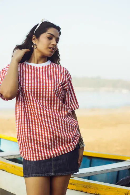 100% Cotton Hand Block Printed Boyfriend T-shirt