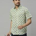 Mint Green Hand Block Printed Cotton Shirt