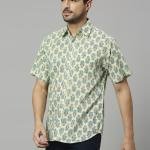Mint Green Hand Block Printed Cotton Shirt