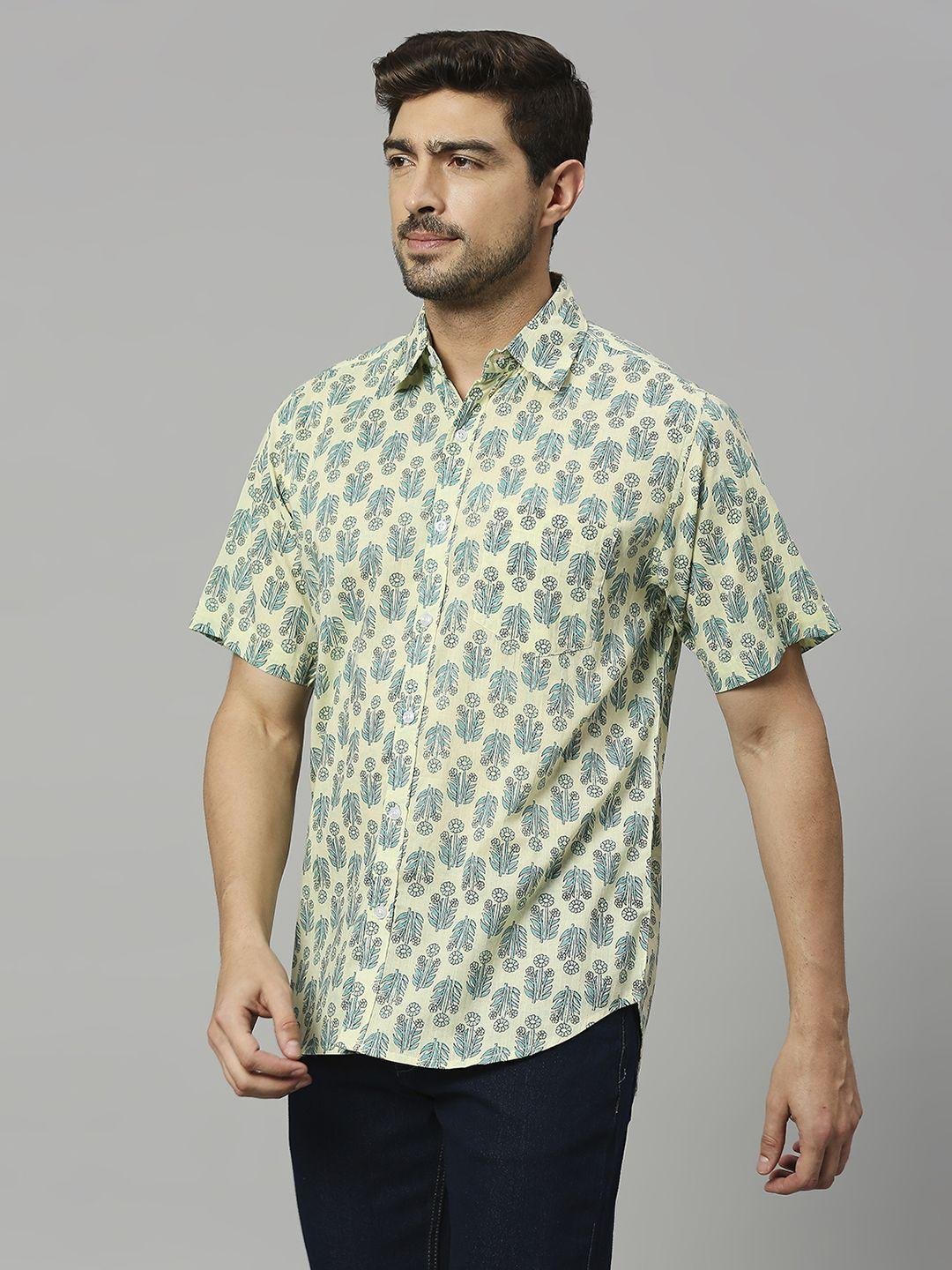 Mint Green Hand Block Printed Cotton Shirt