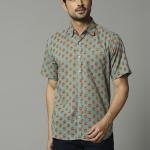Olive Green Hand Block Printed Cotton Shirt